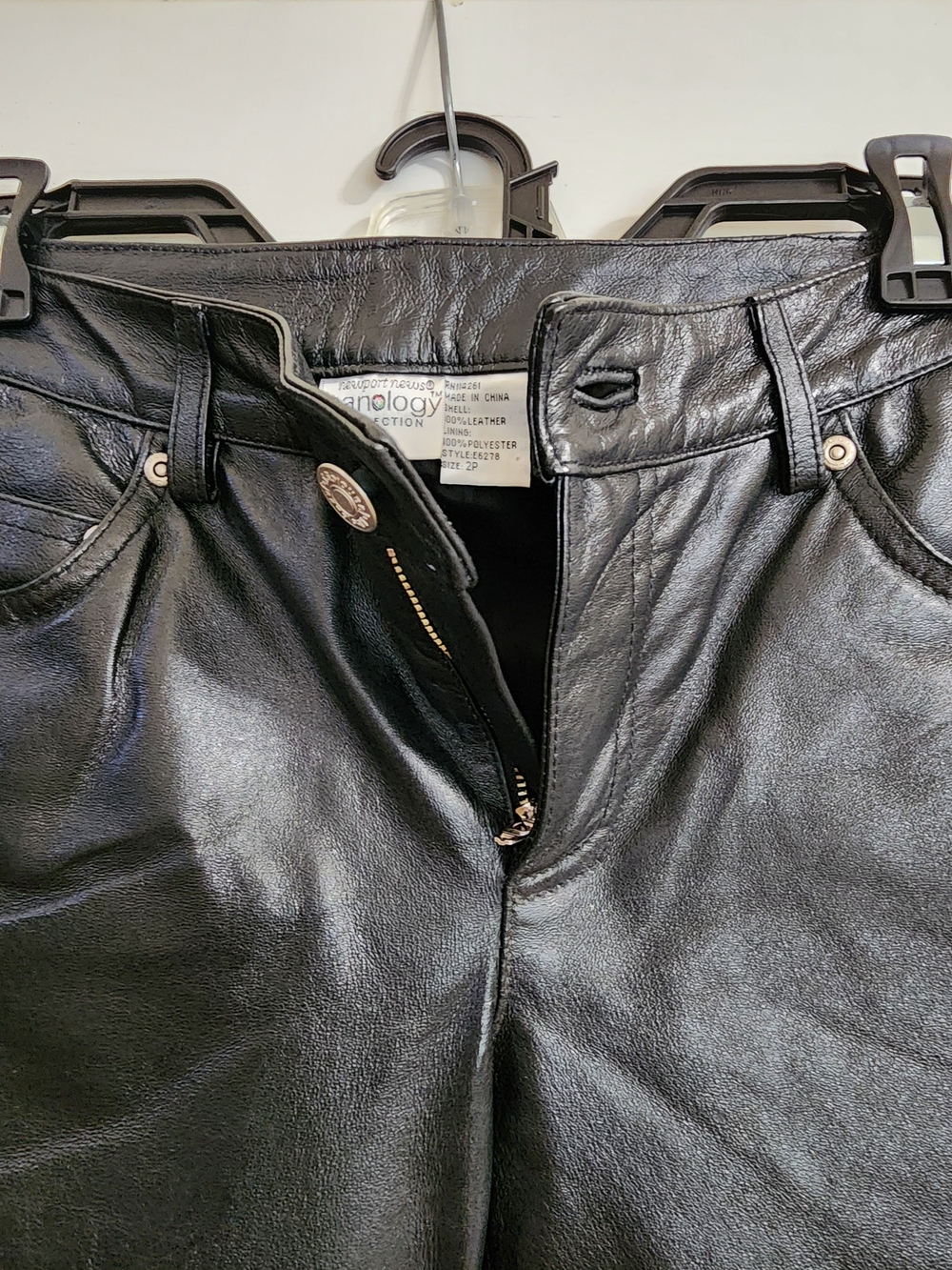 Newport News Jeanology Vintage Y2K Leather Pants Black 2P E6278 - Picture 9 of 13